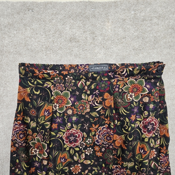 Elementz Women’s Floral Midi Skirt M Cottagecore Boho A-Line Earthy Colors - Picture 3 of 10